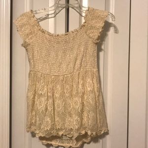 EUC Smocked Lace Off Shoulder Size M